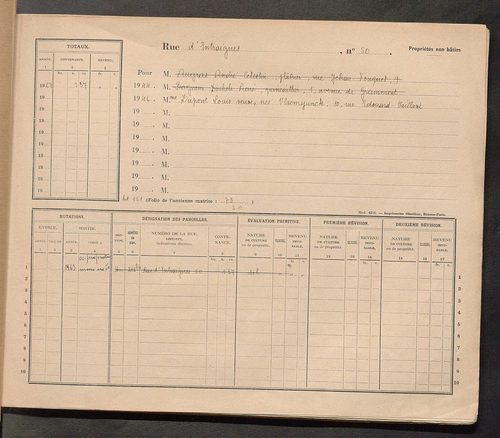 Tours. - Matrice des propriétés : Rue d'Entraigues jusqu'au n° 367