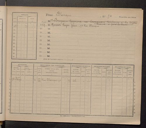Tours. - Matrice des propriétés : Rue Blanqui n° 50 à Rue des Bons Enfants
