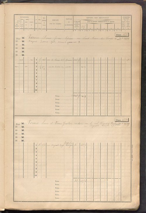 Tours sud-est. - Matrice des propriétés bâties, cases 1769 à 2769 (1911-1927).