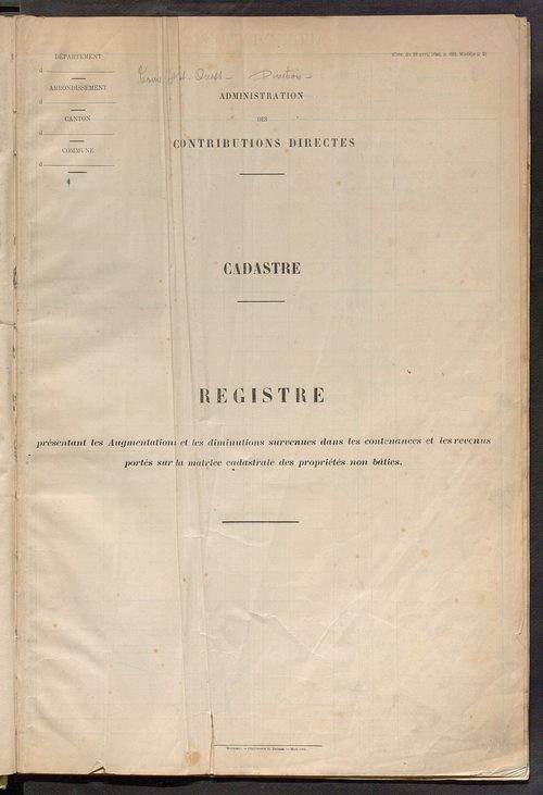 Tours sud, puis sud-ouest. - Augmentations et diminutions, 1905-1914 ; matrice des propriétés foncières, fol. 2241 à 2835 ; table alphabétique des propriétaires.