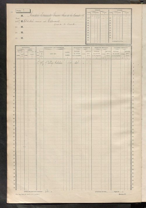 Tours nord-est. - Matrice des propriétés non bâties, fol. 1 à 600.
