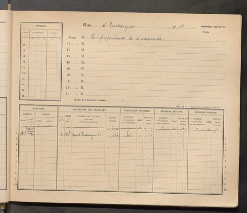 Tours. - Matrice des propriétés : Rue d'Entraigues jusqu'au n° 367