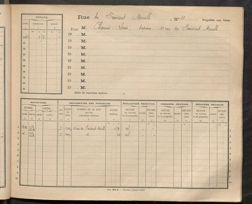 Tours. - Matrice des propriétés : Rue du Président Merville à Rue Raspail