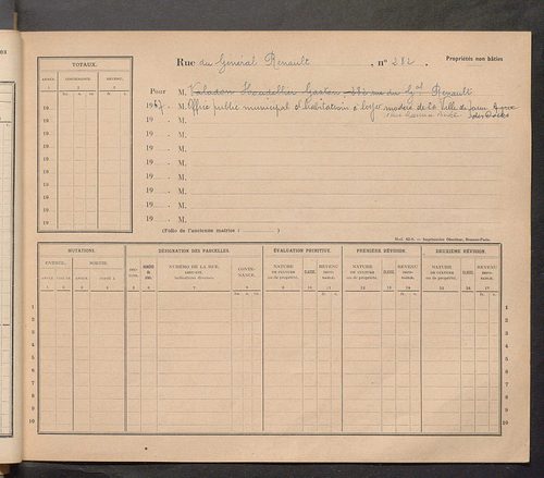 Tours. - Matrice des propriétés : Rue du Général Renault n° 280 à Rue Georges Clémenceau