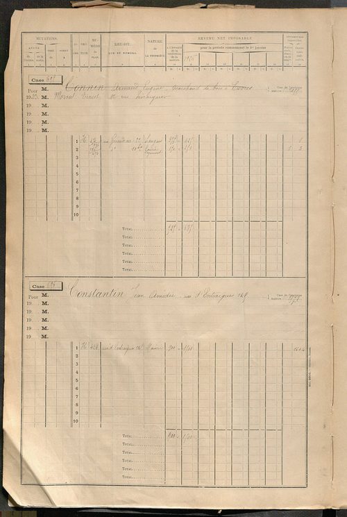 Tours sud, puis sud-ouest. - Matrice des propriétés bâties, cases 681 à 1680 (1911-1927).