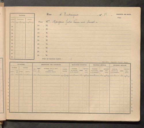 Tours. - Matrice des propriétés : Rue d'Entraigues jusqu'au n° 367