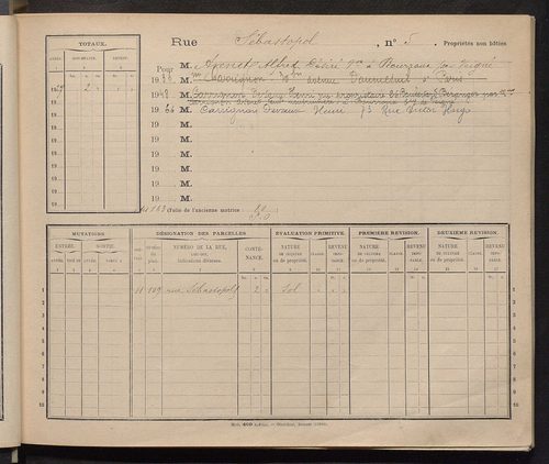 Tours. - Matrice des propriétés : Rue Sébastopol à Rue Stéphane Pitard n° 90