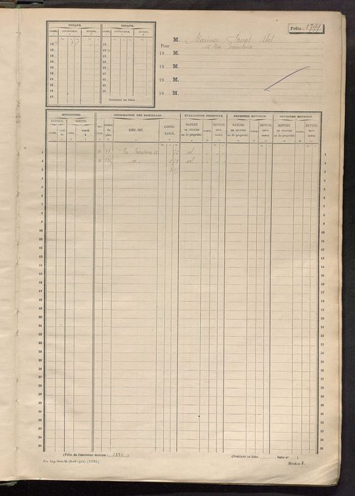 Tours sud, puis sud-ouest. - Matrice des propriétés non bâties, fol. 1797 à 2396 (1914-1927).