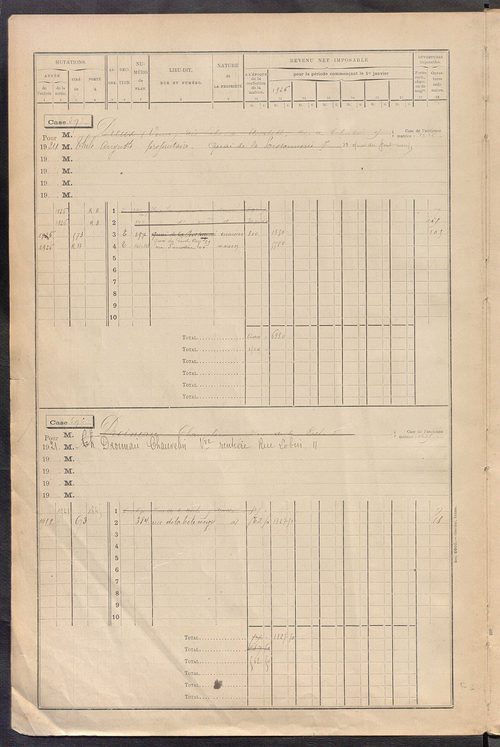 Tours nord-ouest. - Matrice des propriétés bâties, cases 593 à 1392.