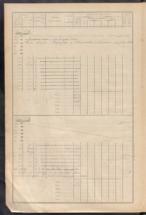 Tours nord-ouest. - Matrice des propriétés bâties, cases 1393 à 1929.