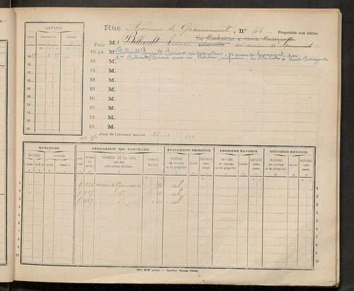 Tours. - Matrice des propriétés : Avenue de Grammont n° 40 à n° 109