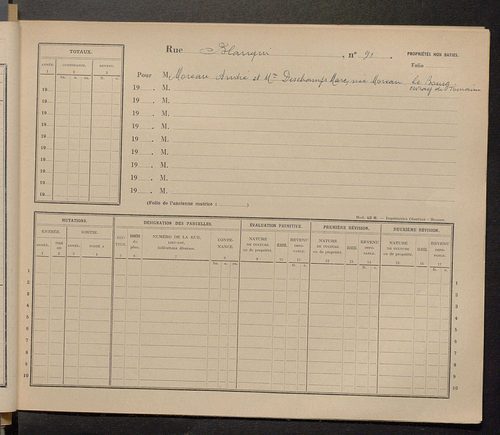 Tours. - Matrice des propriétés : Rue Blanqui n° 50 à Rue des Bons Enfants