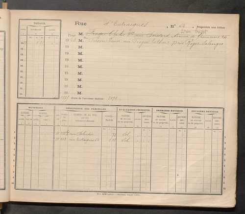 Tours. - Matrice des propriétés : Rue d'Entraigues jusqu'au n° 367