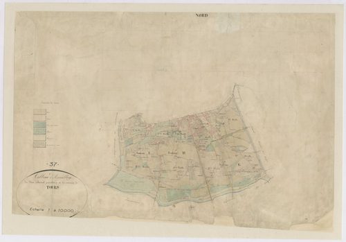 Tableau d'assemblage de 1864 des anciennes communes de Beaumont-lès-Tours et Saint-Étienne-Extra (sections I, H et G de Tours)