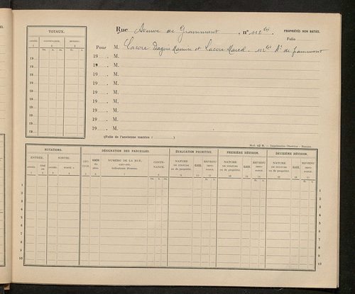 Tours. - Matrice des propriétés : Avenue de Grammont n° 110 à n° 272