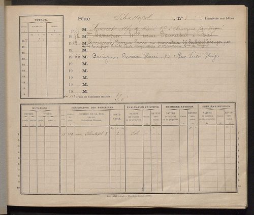 Tours. - Matrice des propriétés : Rue Sébastopol à Rue Stéphane Pitard n° 90