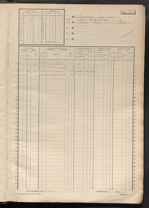 Tours sud, puis sud-ouest. - Matrice des propriétés non bâties, fol. 1797 à 2396 (1914-1927).