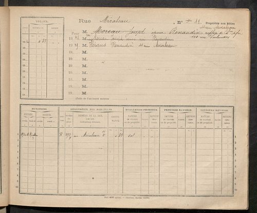 Tours. - Matrice des propriétés : Rue Mirabeau à Rue Nationale n° 29