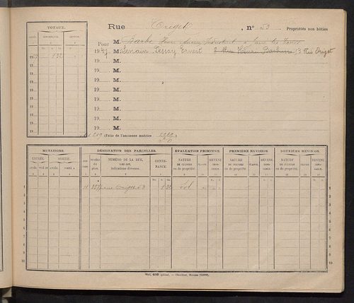 Tours. - Matrice des propriétés : Rue Origet n° 50 à Rue Pasteur