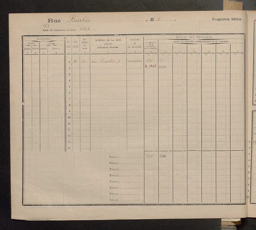 Tours. - Matrice des propriétés : Rue Barbès à Allée de la Belle Fille