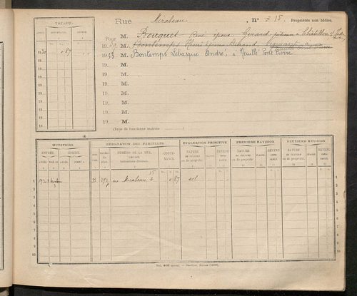 Tours. - Matrice des propriétés : Rue Mirabeau à Rue Nationale n° 29