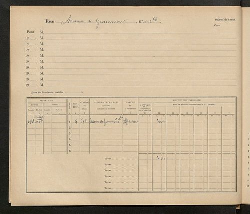 Tours. - Matrice des propriétés : Avenue de Grammont n° 110 à n° 272
