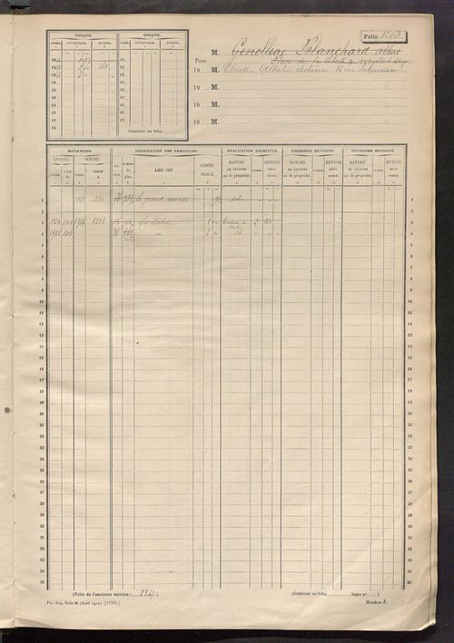Tours sud, puis sud-ouest. - Matrice des propriétés non bâties, fol 1197 à 1796 (1914-1927).