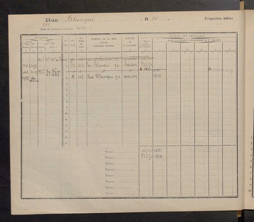 Tours. - Matrice des propriétés : Rue Blanqui n° 50 à Rue des Bons Enfants
