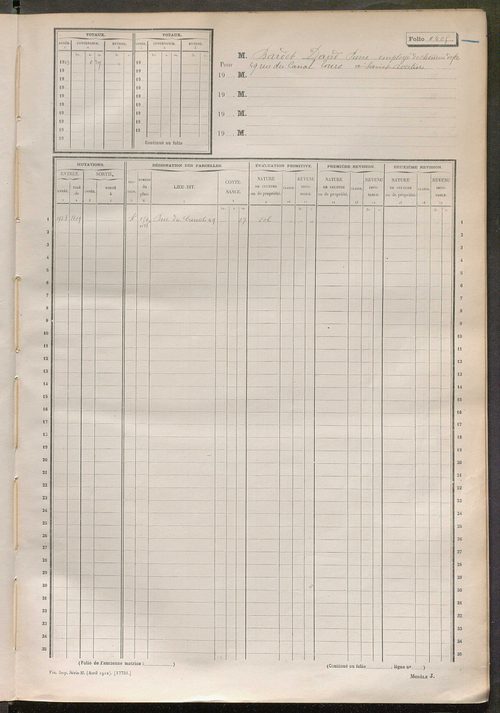 Tours sud-est. - Matrice des propriétés non bâties, fol 2401 à 2900 (1914-1927).