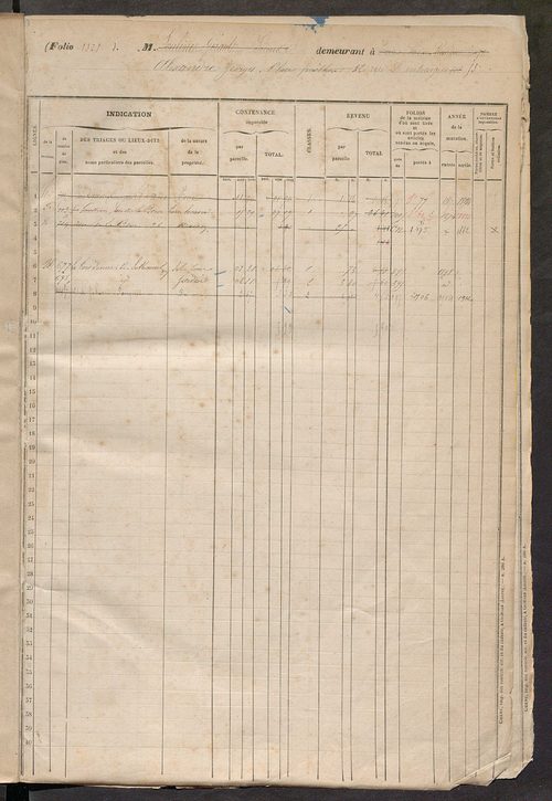 Tours sud, puis sud-ouest. - Matrice des propriétés foncières, fol. 1321 à 1760 ; récapitulation des contenances et des revenus de la matrice cadastrale, 1858 ; table alphabétique des propriétaires.