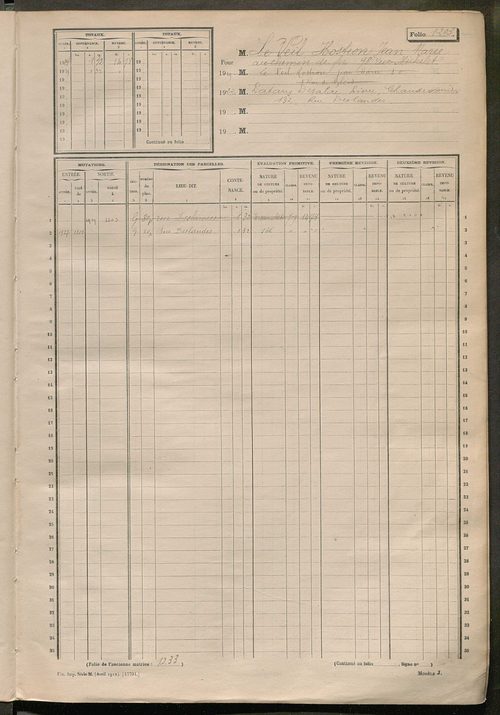 Tours sud-est. - Matrice des propriétés non bâties, fol. 1201 à 1800 (1914-1927).
