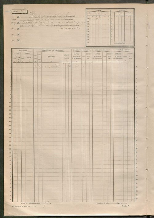 Tours sud-est. - Matrice des propriétés non bâties, fol. 601 à 1200 (1914-1927).