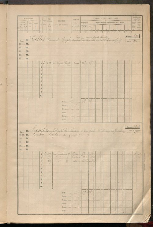 Tours sud, puis sud-ouest. - Matrice des propriétés bâties, cases 681 à 1680 (1911-1927).