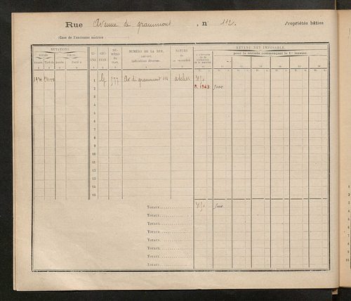 Tours. - Matrice des propriétés : Avenue de Grammont n° 110 à n° 272