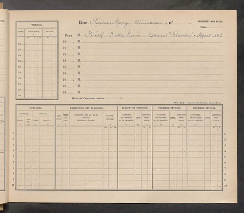 Tours. - Matrice des propriétés : Résidence Georges Clémenceau à Rue Georges Renaud