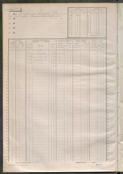 Tours sud-est. - Matrice des propriétés non bâties, fol. 601 à 1200 (1914-1927).