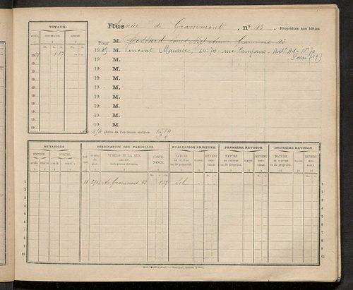 Tours. - Matrice des propriétés : Avenue de Grammont n° 40 à n° 109