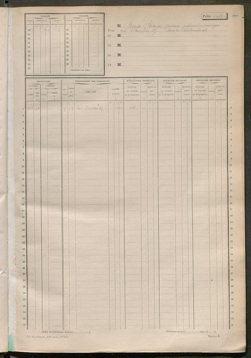 Tours sud-est. - Matrice des propriétés non bâties, fol 2401 à 2900 (1914-1927).