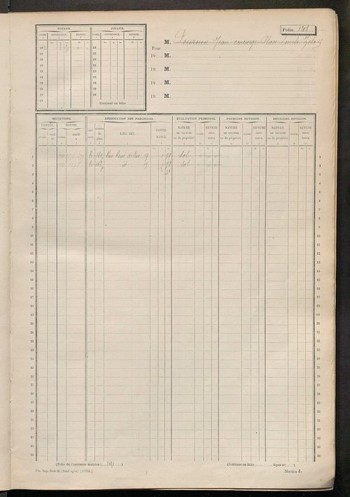 Tours nord-est. - Matrice des propriétés non bâties, fol. 1201 à 1800.