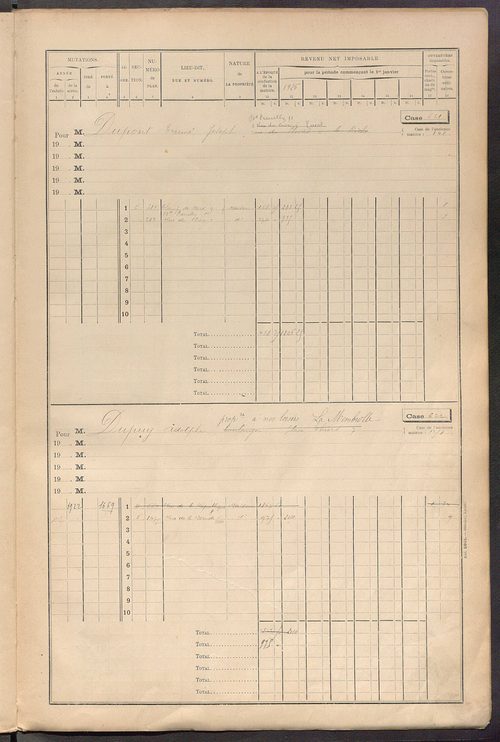 Tours nord-ouest. - Matrice des propriétés bâties, cases 593 à 1392.
