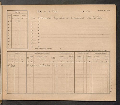 Tours. - Matrice des propriétés : Rue de la Fuye n° 200 à Rue du Général Chanzy n° 99