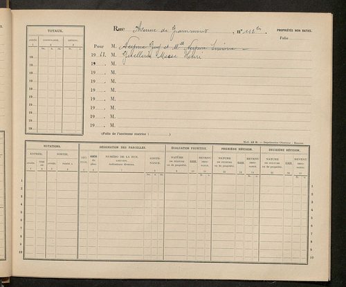 Tours. - Matrice des propriétés : Avenue de Grammont n° 110 à n° 272