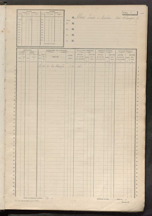 Tours nord-est. - Matrice des propriétés non bâties, fol. 1 à 600.