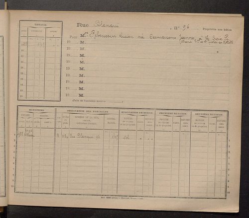 Tours. - Matrice des propriétés : Rue Blanqui n° 50 à Rue des Bons Enfants