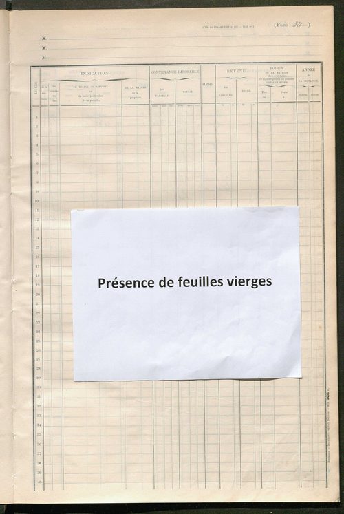 Matrice des propriétés foncières, fol. 313 à 345.