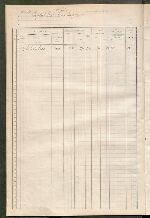Matrice des propriétés foncières, fol. 313 à 345.