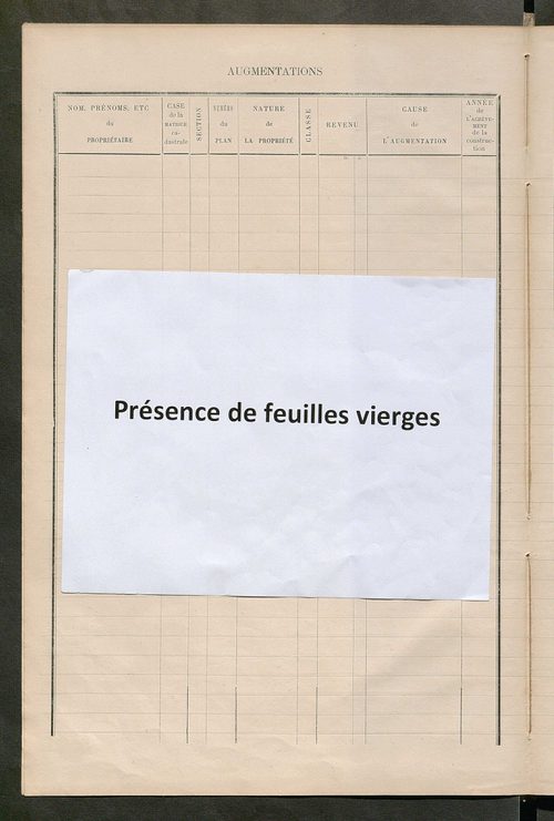 Matrice des propriétés bâties ; augmentations et diminutions, 1883-1891 ; séparation des revenus cadastraux afférents, pour l'année 1882, aux propriétés bâties et non bâties (état-balance) ; table alphabétique des propriétaires.