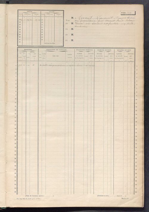 Matrice des propriétés non bâties, fol. 1089 à 1282.
