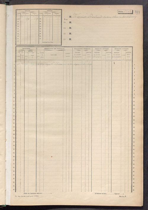Matrice des propriétés non bâties, fol. 1089 à 1282.
