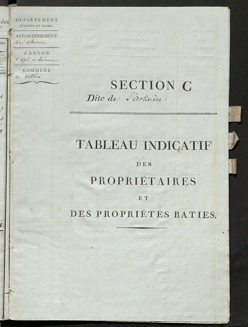 Tableau indicatif des propriétaires et des propriétés bâties.